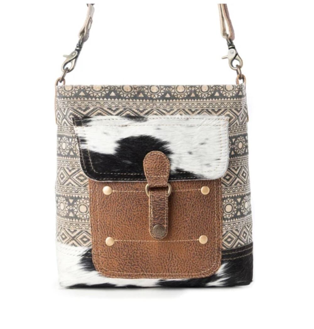 NWT Western Mixed Media Leather Tribal Pony Western Crossbody Bag